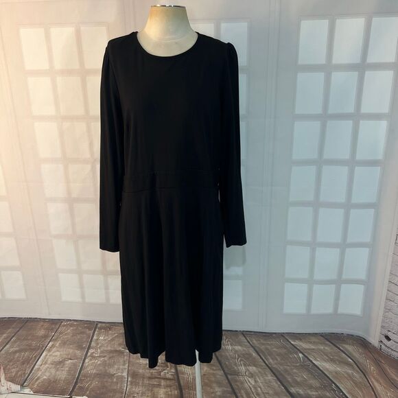 Boden Black Sabrina Jewel Neck Long Sleeve Stretch Fit & Flare Dress Size 20-22L - Picture 2 of 12